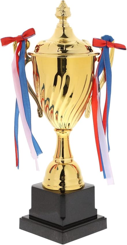 Sport Trofee - Award Beker - Wedstrijd Prijs - Metalen Constructie - 9x32.5cm - Goud