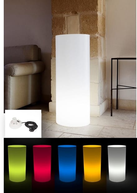 Cilindrische Zuil Tafel Wit 90 cm Hoog - RGB LED Verlichting - Dimbaar - IP65 Waterdicht