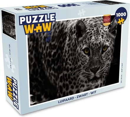 Puzzel Luipaard - Zwart - Wit - Legpuzzel - Puzzel 1000 stukjes volwassenen