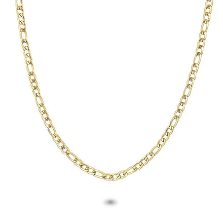 Twice As Nice Halsketting in goudkleurig edelstaal, figaro ketting 3 mm 70cm+5cm