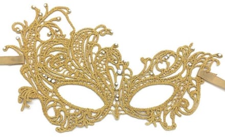 Sierlijk oogmasker met strass steentjes - Kant - Goudkleurig - One-size