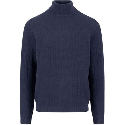 Fynch-Hatton Trui Rollneck Square Triple Stripe Texture Navy / male