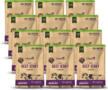 Cherky | ECO Beef Jerky | Teriyaki | 12 Stuks | 12 x 30g