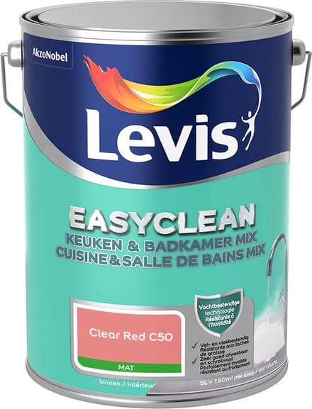 Levis - Easyclean Keuken & Badkamer Mix - Clear Red C50 - Mengverf - 5 L