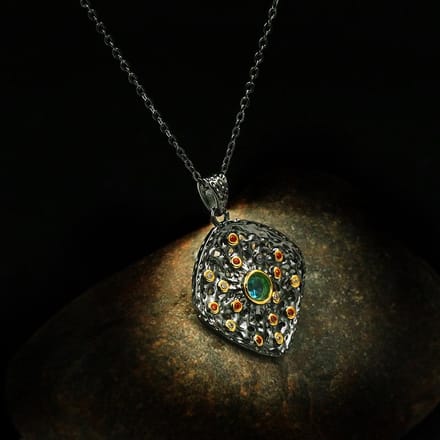 Retro Ronde Hanger Ketting Metaal Verguld Gepersonaliseerde Ketting black