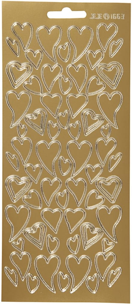 Stickers, harten, vel 10x23 cm, goud, 1 vel