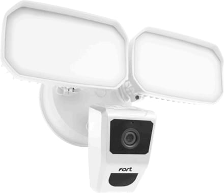 Fort Wi-Fi Beveiligingscamera - Buitenlamp met Bewegingssensor - Led Lampen - Beveiligingscamera - ECSPCAMFLW - Wit