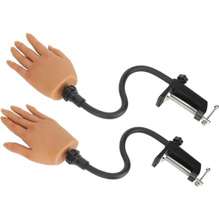 2 Mains d'entraînement pour ongles avec support à pince, main gauche et main droite, articulations pliables brown
