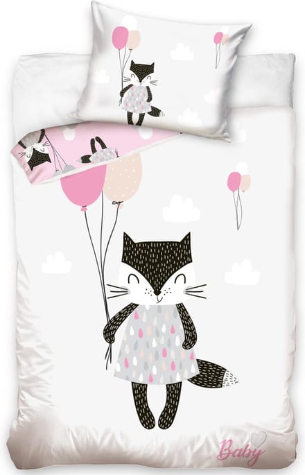 Poes - Baby Dekbedovertrek - 100 x 135 cm - Wit