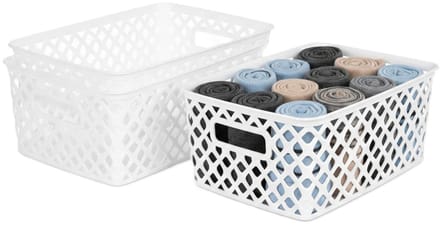 Storage Solutions Kast Opbergmand - 3x - van kunststof - wit - 19 x 25 x 10 cm - 4 liter - organizer box