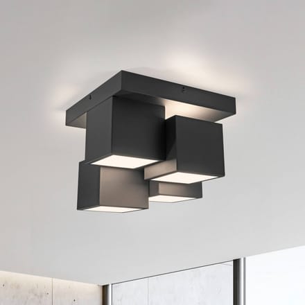 JUST LIGHT. GmbH JUST LIGHT. Plafondlamp Tetris, ijzer, 3000 K, zwart