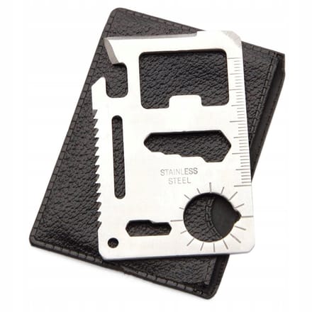 11 in 1 multi tool survival kaart RVS - Multitool in je Portemonnee - 4,5 x 6,7 x 0,2 cm