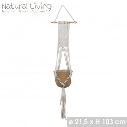 "NATURAL LIVING" Hangende macramé JADE met bloempot Ø21,5 cm x H103 cm