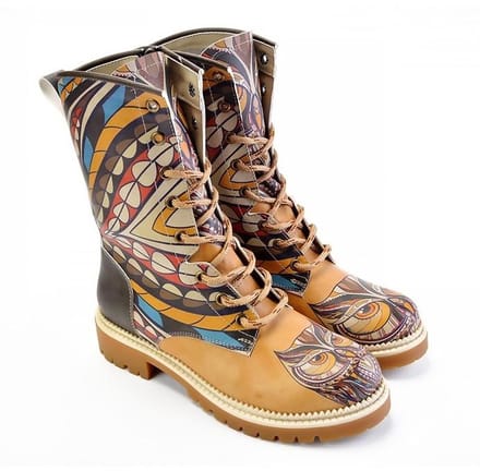 Goby Owl Spirit Dames Laarzen – Handmade – Vegan Leer – Maat 41