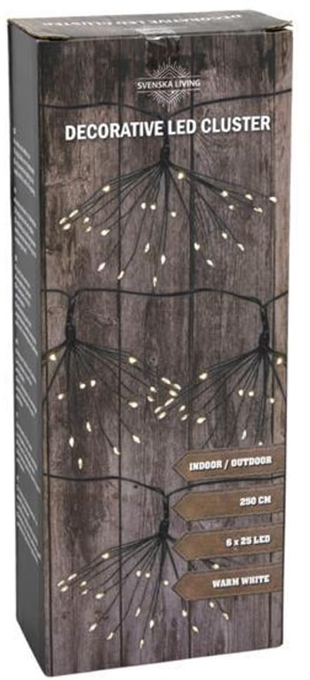 Deco cluster verlichting 6x25LED 2,5m