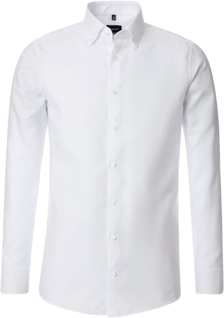 VENTI modern fit overhemd - Oxford - wit - Strijkvriendelijk - Boordmaat: 45