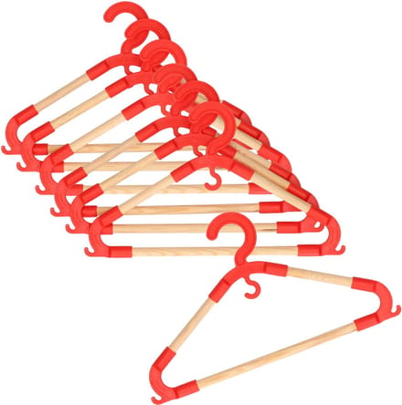 Storage Solutions kledinghangers voor kinderen - 9x - kunststof/hout - rood - Sterke kwaliteit