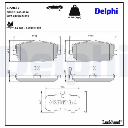 Remblokset DELPHI LP2027, achter