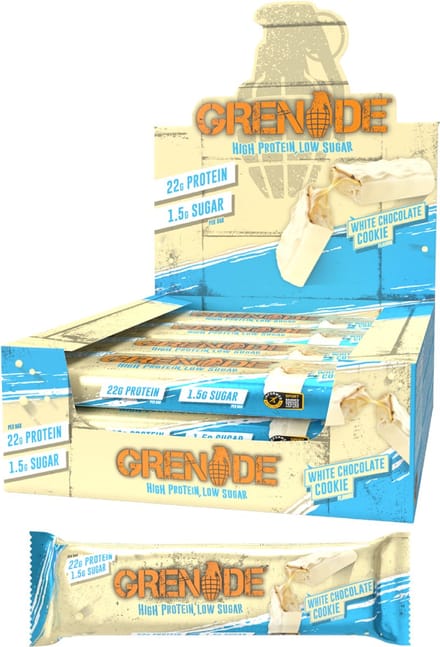 Grenade - High Protein, Low sugar - Protein bar - White Choc Cookie - 23g eiwit - 12 x 60g - Eiwitreep - Diverse smaken