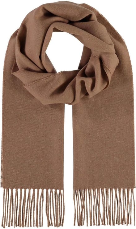 FRAAS Sjaal Wool Scarf with Fringes Camel Bruine