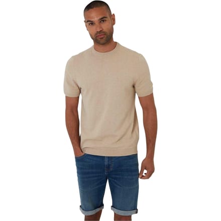 Threadbare Heren Crew Neck Regular T-shirt (Beige)