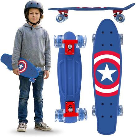 MARVEL Avengers CAPTAIN AMERICA Kinder fish skateboard 55 cm, antislip board, stabiel van 20-50 kg