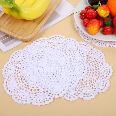Crochet onderzetters 18 cm - handgemaakt katoen - vintage decoratie - perfect voor de eettafel - ShopVlot