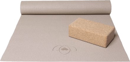 Basispakket yogamat en blok - taupe