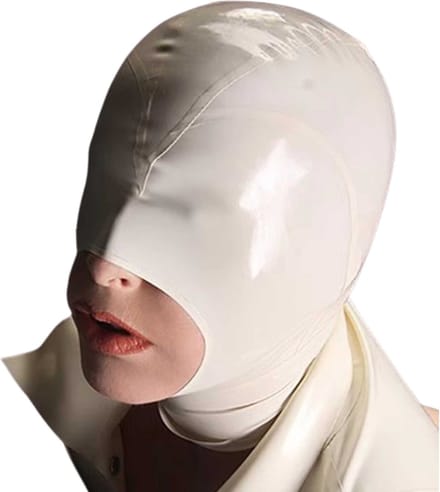 Latex masker wit - Rubber - Open mond - BDSM - XS, S en M