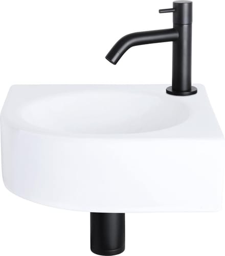 Differnz Cleo Fonteinset - Keramiek - Kraan gebogen mat zwart - 30 x 30 x 10 cm