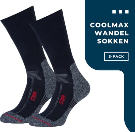 STAPP Boston 27410-149 Stevige Coolmax Wandelsokken - marine - Maat 39-42 - 3-Pack