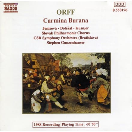 Slovak Philharmonic Chorus, CSR Symphony Orchestra, Stephen Gunzenhauser - Orff: Carmina Burana (CD)