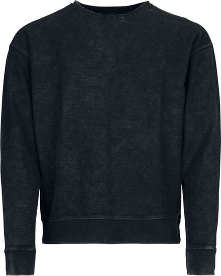 R.E.D. Rock-Engineered Design Zwarte sweater met ronde hals - Heren - M