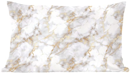 Sierkussens - Kussentjes Woonkamer - 60x40 cm - Gouden aders - Marmer - Wit