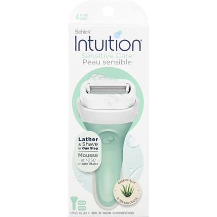 Schick, Intuition®, Sensitive Care®, Biologische Aloë, 1 scheermes, 2 mesjes white