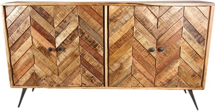 OHNO - Styles Dressoir - Hout - 2 Deuren - Visgraatlook - Zwart Metalen poten