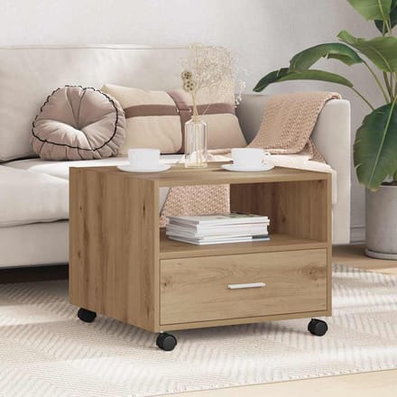 vidaXL - Salontafel - Artisan - Eiken - 55 - x - 55 - x - 45cm - Bewerkt - hout