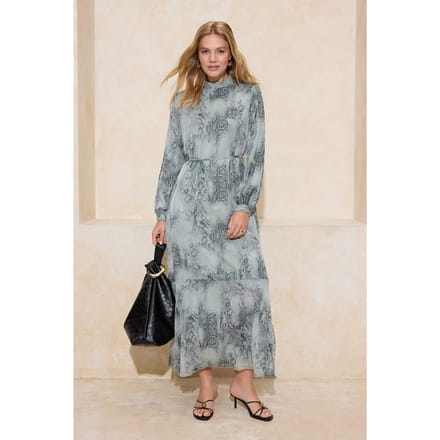 Dames maxi-jurk met dierenprint, lange, casual/dagelijkse A-lijn jurk met hijab