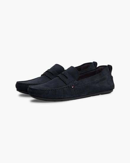 Tommy Hilfiger - Heren Instappers Suede Mocassins - Blauw - Maat 42