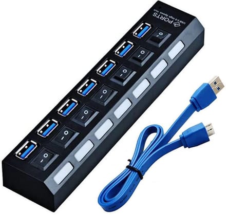 7 Poort Hub Multi USB 3.0 Hub Adapter Hoge Snelheid 7 Poorten Hub USB Aan / Uit Schakelaar Draagbare USB Splitter Voor PC Computer Laptop