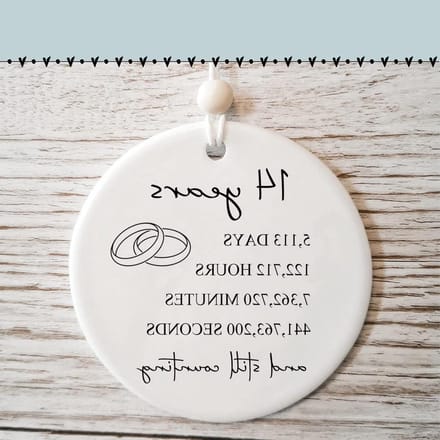 Bruiloft Decoratie - Jubileum Cadeau - Herinnering Vieren - 14 Jaar Samen - 7 cm Diameter - Ivoor