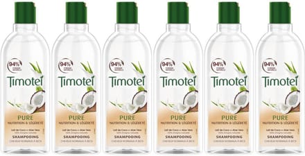 6x Timotei Shampoo Pure Nutrition & Lightness met kokosmelk in aloë vera 300ml