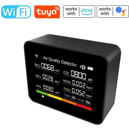 13 in 1 Tuya WIFI Intelligente Luchtkwaliteitsmonitor Binnen CO2-detector zwart