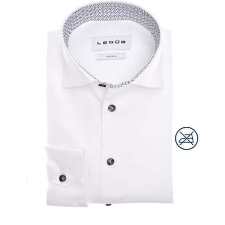 Ledûb Overhemd Refined Contrast Collar Wit / male