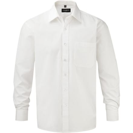 Russell Collection Heren Popeline Overhemd Met Lange Mouwen (Wit)
