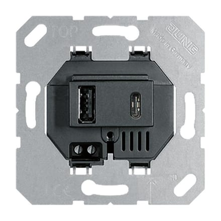 Jung USB Oplaadcontactdoos Type A en C Zwart - USB15CASW - E3KP6