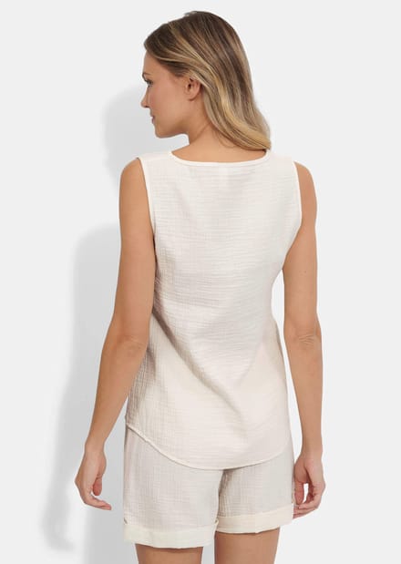Shortama-set van katoen-mousseline - gebroken wit - Gr. 23 van Goldner Fashion