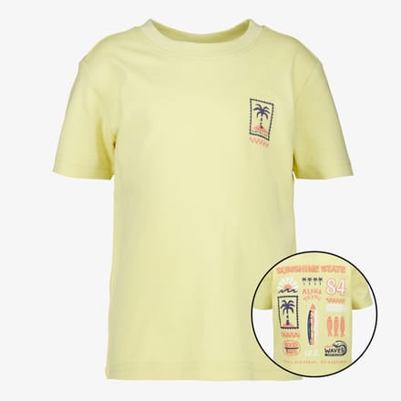 Unsigned jongens T-shirt met backprint geel - Maat 98/104