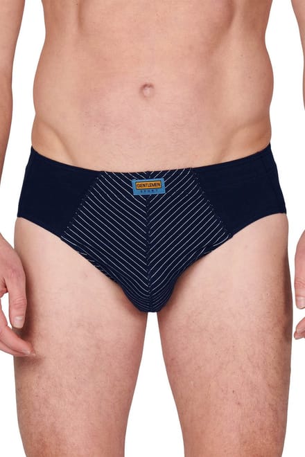 Heren sport slip streep - Betaalbare heren onderbroek - Elastisch katoen - Donkerblauw / M