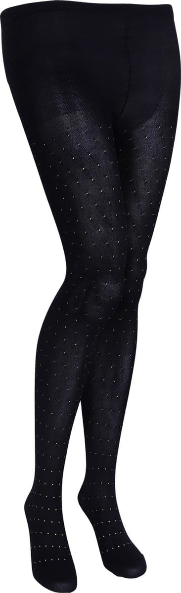 Modieuze, Zwarte Panty met Gouden Stippen S/M